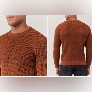 Pact Men’s Organic Cotton Crewneck Sweater in Rust Orange